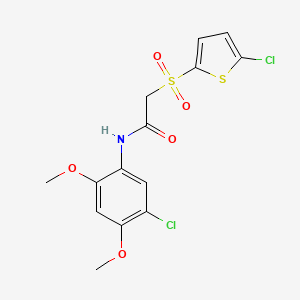 molecular formula C14H13Cl2NO5S2 B2794102 N-(5-chloro-2,4-dimethoxyphenyl)-2-((5-chlorothiophen-2-yl)sulfonyl)acetamide CAS No. 1021079-49-1