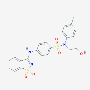 molecular formula C22H21N3O5S2 B279413 4-[(1,1-dioxido-1,2-benzisothiazol-3-yl)amino]-N-(2-hydroxyethyl)-N-(4-methylphenyl)benzenesulfonamide 