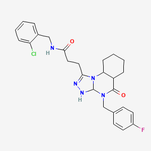 molecular formula C26H21ClFN5O2 B2794132 N-[(2-chlorophenyl)methyl]-3-{4-[(4-fluorophenyl)methyl]-5-oxo-4H,5H-[1,2,4]triazolo[4,3-a]quinazolin-1-yl}propanamide CAS No. 902960-02-5