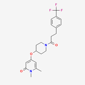 molecular formula C22H25F3N2O3 B2794139 1,6-dimethyl-4-((1-(3-(4-(trifluoromethyl)phenyl)propanoyl)piperidin-4-yl)oxy)pyridin-2(1H)-one CAS No. 2034430-32-3