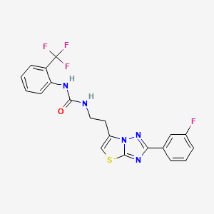 molecular formula C20H15F4N5OS B2794143 1-(2-(2-(3-Fluorophenyl)thiazolo[3,2-b][1,2,4]triazol-6-yl)ethyl)-3-(2-(trifluoromethyl)phenyl)urea CAS No. 1207011-86-6