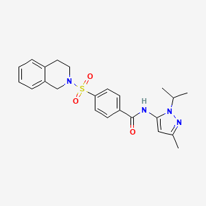 molecular formula C23H26N4O3S B2794164 4-((3,4-dihydroisoquinolin-2(1H)-yl)sulfonyl)-N-(1-isopropyl-3-methyl-1H-pyrazol-5-yl)benzamide CAS No. 1172729-50-8