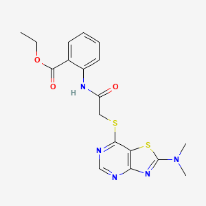 Ethyl 2-(2-((2-(dimethylamino)thiazolo[4,5-d]pyrimidin-7-yl)thio)acetamido)benzoate