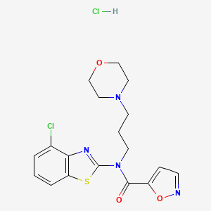 molecular formula C18H20Cl2N4O3S B2794179 N-(4-chlorobenzo[d]thiazol-2-yl)-N-(3-morpholinopropyl)isoxazole-5-carboxamide hydrochloride CAS No. 1185146-40-0