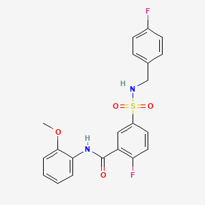 molecular formula C21H18F2N2O4S B2794190 2-fluoro-5-(N-(4-fluorobenzyl)sulfamoyl)-N-(2-methoxyphenyl)benzamide CAS No. 451482-30-7