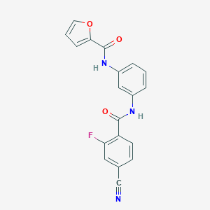 molecular formula C19H12FN3O3 B279420 N-{3-[(4-cyano-2-fluorobenzoyl)amino]phenyl}-2-furamide 