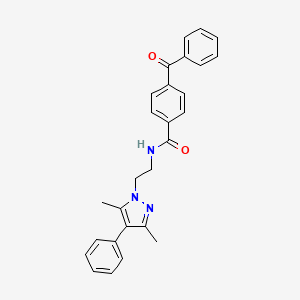 molecular formula C27H25N3O2 B2794203 4-benzoyl-N-(2-(3,5-dimethyl-4-phenyl-1H-pyrazol-1-yl)ethyl)benzamide CAS No. 2034369-33-8