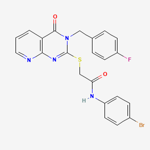 molecular formula C22H16BrFN4O2S B2794204 N-(4-溴苯基)-2-((3-(4-氟苄基)-4-氧代-3,4-二氢吡啶并[2,3-d]嘧啶-2-基)硫)乙酰胺 CAS No. 902911-92-6