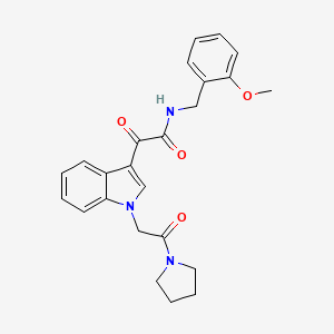 molecular formula C24H25N3O4 B2794223 N-[(2-methoxyphenyl)methyl]-2-oxo-2-[1-(2-oxo-2-pyrrolidin-1-ylethyl)indol-3-yl]acetamide CAS No. 872849-09-7