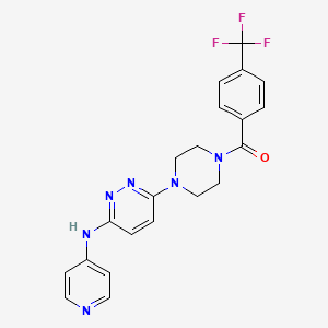 molecular formula C21H19F3N6O B2794231 (4-(6-(Pyridin-4-ylamino)pyridazin-3-yl)piperazin-1-yl)(4-(trifluoromethyl)phenyl)methanone CAS No. 1021039-21-3