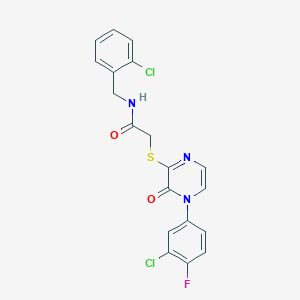 2-((4-(3-chloro-4-fluorophenyl)-3-oxo-3,4-dihydropyrazin-2-yl)thio)-N-(2-chlorobenzyl)acetamide