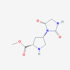molecular formula C9H13N3O4 B2794245 methyl (2S,4S)-4-(2,5-dioxoimidazolidin-1-yl)pyrrolidine-2-carboxylate CAS No. 2031242-55-2