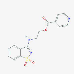 molecular formula C15H13N3O4S B279425 2-[(1,1-dioxo-1,2-benzothiazol-3-yl)amino]ethyl pyridine-4-carboxylate 