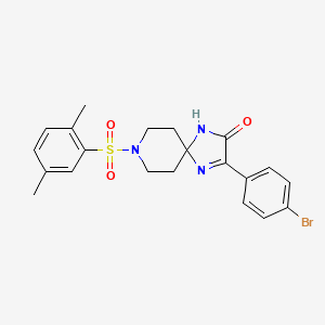 molecular formula C21H22BrN3O3S B2794253 3-(4-Bromophenyl)-8-((2,5-dimethylphenyl)sulfonyl)-1,4,8-triazaspiro[4.5]dec-3-en-2-one CAS No. 1216678-23-7