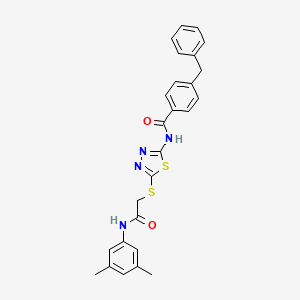 molecular formula C26H24N4O2S2 B2794256 4-benzyl-N-(5-((2-((3,5-dimethylphenyl)amino)-2-oxoethyl)thio)-1,3,4-thiadiazol-2-yl)benzamide CAS No. 392296-47-8