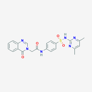 molecular formula C22H20N6O4S B279426 N-{4-[(4,6-dimethylpyrimidin-2-yl)sulfamoyl]phenyl}-2-(4-oxoquinazolin-3(4H)-yl)acetamide 