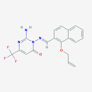 2-amino-3-[(E)-{[1-(prop-2-en-1-yloxy)naphthalen-2-yl]methylidene}amino]-6-(trifluoromethyl)-3,4-dihydropyrimidin-4-one