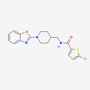molecular formula C18H18ClN3O2S B2794265 N-((1-(benzo[d]oxazol-2-yl)piperidin-4-yl)methyl)-5-chlorothiophene-2-carboxamide CAS No. 1796969-42-0