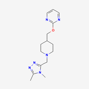 molecular formula C15H22N6O B2794276 2-[[1-[(4,5-Dimethyl-1,2,4-triazol-3-yl)methyl]piperidin-4-yl]methoxy]pyrimidine CAS No. 2380034-25-1