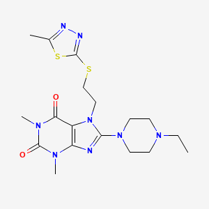 8-(4-ethylpiperazin-1-yl)-1,3-dimethyl-7-(2-((5-methyl-1,3,4-thiadiazol-2-yl)thio)ethyl)-1H-purine-2,6(3H,7H)-dione