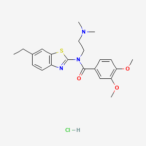 molecular formula C22H28ClN3O3S B2794281 N-(2-(dimethylamino)ethyl)-N-(6-ethylbenzo[d]thiazol-2-yl)-3,4-dimethoxybenzamide hydrochloride CAS No. 1216460-33-1