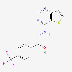 molecular formula C15H12F3N3OS B2794290 2-(Thieno[3,2-d]pyrimidin-4-ylamino)-1-[4-(trifluoromethyl)phenyl]ethanol CAS No. 2380085-91-4