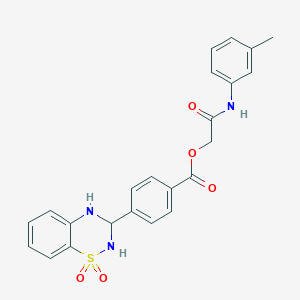 molecular formula C23H21N3O5S B2794296 2-oxo-2-(m-tolylamino)ethyl 4-(1,1-dioxido-3,4-dihydro-2H-benzo[e][1,2,4]thiadiazin-3-yl)benzoate CAS No. 1040670-87-8