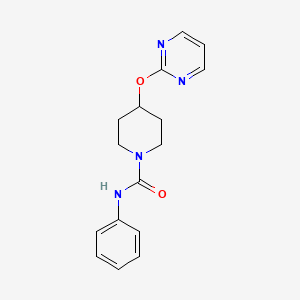 molecular formula C16H18N4O2 B2794297 N-phenyl-4-(pyrimidin-2-yloxy)piperidine-1-carboxamide CAS No. 1421443-56-2