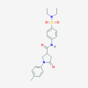 molecular formula C22H27N3O4S B279430 N-[4-(diethylsulfamoyl)phenyl]-1-(4-methylphenyl)-5-oxopyrrolidine-3-carboxamide 