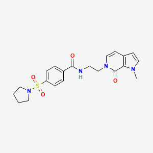 molecular formula C21H24N4O4S B2794302 N-(2-(1-methyl-7-oxo-1H-pyrrolo[2,3-c]pyridin-6(7H)-yl)ethyl)-4-(pyrrolidin-1-ylsulfonyl)benzamide CAS No. 2034378-08-8