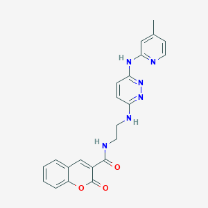 molecular formula C22H20N6O3 B2794308 N-(2-((6-((4-methylpyridin-2-yl)amino)pyridazin-3-yl)amino)ethyl)-2-oxo-2H-chromene-3-carboxamide CAS No. 1021211-10-8