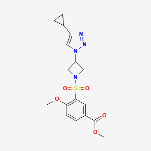 molecular formula C17H20N4O5S B2794310 methyl 3-((3-(4-cyclopropyl-1H-1,2,3-triazol-1-yl)azetidin-1-yl)sulfonyl)-4-methoxybenzoate CAS No. 2097933-41-8