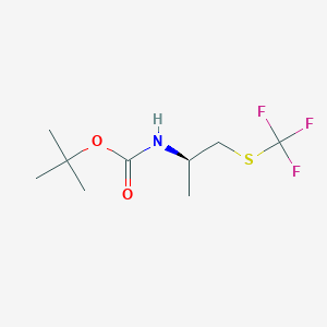 molecular formula C9H16F3NO2S B2794314 Tert-butyl N-[(2R)-1-(trifluoromethylsulfanyl)propan-2-yl]carbamate CAS No. 2244064-22-8