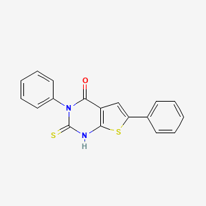 molecular formula C18H12N2OS2 B2794319 2-Mercapto-3,6-diphenyl-3H-thieno[2,3-d]pyrimidin-4-one CAS No. 315710-78-2