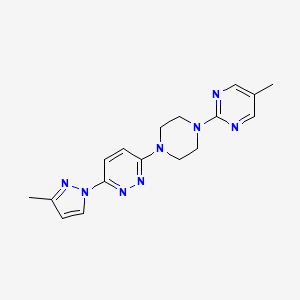 molecular formula C17H20N8 B2794323 3-(3-Methylpyrazol-1-yl)-6-[4-(5-methylpyrimidin-2-yl)piperazin-1-yl]pyridazine CAS No. 2415603-33-5