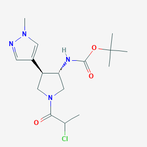 Tert-butyl N-[(3S,4R)-1-(2-chloropropanoyl)-4-(1-methylpyrazol-4-yl)pyrrolidin-3-yl]carbamate