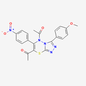 1-[5-acetyl-3-(4-methoxyphenyl)-6-(4-nitrophenyl)-5H-[1,2,4]triazolo[3,4-b][1,3,4]thiadiazin-7-yl]ethanone