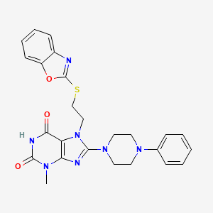 molecular formula C25H25N7O3S B2794337 7-(2-(benzo[d]oxazol-2-ylthio)ethyl)-3-methyl-8-(4-phenylpiperazin-1-yl)-1H-purine-2,6(3H,7H)-dione CAS No. 714933-18-3