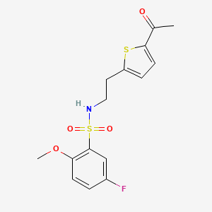 molecular formula C15H16FNO4S2 B2794339 N-(2-(5-acetylthiophen-2-yl)ethyl)-5-fluoro-2-methoxybenzenesulfonamide CAS No. 2034340-26-4