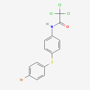 molecular formula C14H9BrCl3NOS B2794340 N-{4-[(4-bromophenyl)sulfanyl]phenyl}-2,2,2-trichloroacetamide CAS No. 400088-83-7