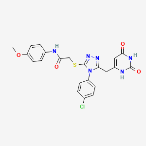 molecular formula C22H19ClN6O4S B2794341 2-((4-(4-chlorophenyl)-5-((2,6-dioxo-1,2,3,6-tetrahydropyrimidin-4-yl)methyl)-4H-1,2,4-triazol-3-yl)thio)-N-(4-methoxyphenyl)acetamide CAS No. 852154-85-9