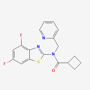 molecular formula C18H15F2N3OS B2794356 N-(4,6-difluorobenzo[d]thiazol-2-yl)-N-(pyridin-2-ylmethyl)cyclobutanecarboxamide CAS No. 1171408-22-2