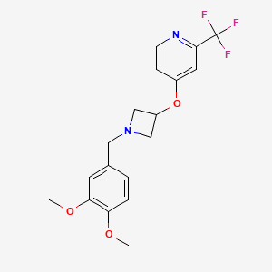 molecular formula C18H19F3N2O3 B2794357 4-({1-[(3,4-Dimethoxyphenyl)methyl]azetidin-3-yl}oxy)-2-(trifluoromethyl)pyridine CAS No. 2415490-11-6