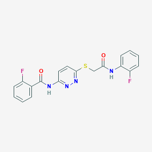 2-fluoro-N-(6-((2-((2-fluorophenyl)amino)-2-oxoethyl)thio)pyridazin-3-yl)benzamide
