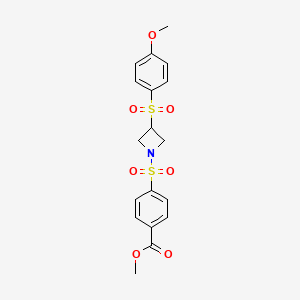 molecular formula C18H19NO7S2 B2794360 Methyl 4-((3-((4-methoxyphenyl)sulfonyl)azetidin-1-yl)sulfonyl)benzoate CAS No. 1797844-59-7