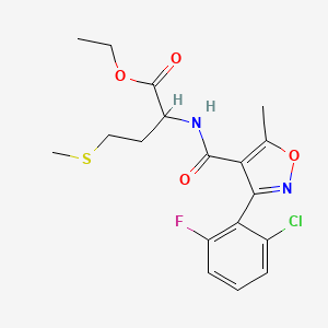 molecular formula C18H20ClFN2O4S B2794369 Ethyl 2-({[3-(2-chloro-6-fluorophenyl)-5-methyl-4-isoxazolyl]carbonyl}amino)-4-(methylsulfanyl)butanoate CAS No. 1008931-50-7