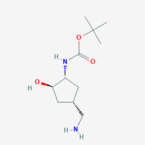 molecular formula C11H22N2O3 B2794372 Tert-butyl N-[(1R,2R,4S)-4-(aminomethyl)-2-hydroxycyclopentyl]carbamate CAS No. 2361608-66-2