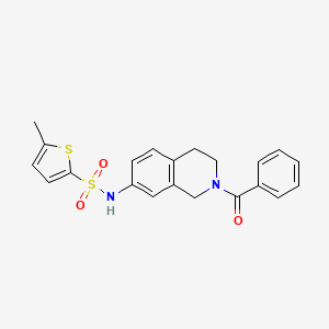 molecular formula C21H20N2O3S2 B2794374 N-(2-benzoyl-1,2,3,4-tetrahydroisoquinolin-7-yl)-5-methylthiophene-2-sulfonamide CAS No. 955717-51-8