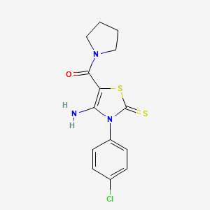 (4-Amino-3-(4-chlorophenyl)-2-thioxo-2,3-dihydrothiazol-5-yl)(pyrrolidin-1-yl)methanone