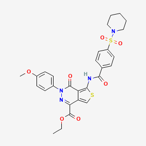 Ethyl 3-(4-methoxyphenyl)-4-oxo-5-(4-(piperidin-1-ylsulfonyl)benzamido)-3,4-dihydrothieno[3,4-d]pyridazine-1-carboxylate